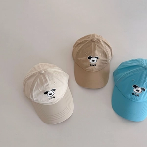 Breathable quick-dry kids baseball caps with cute dog embroidery in candy colors