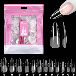 Tabella taglie dettagliata per 504 punte unghie stiletto in gel opaco trasparente