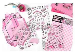 Detail of 2.5D Sweet Clinic Deco Scene Stickers with miniature 3D isometric designs