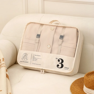 Pearl White travel luggage organizer bag L size 42x32x12cm for clothes packing