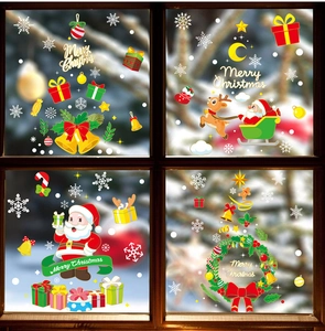 Christmas window stickers set with Santa, reindeer and snowflakes for festive glass decor