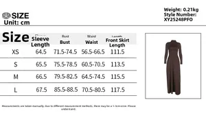 Size chart for black off-shoulder backless dress with detailed measurements in cm