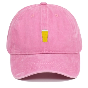 Casquette de baseball en coton rose délavé avec graphique de chope de bière brodé
