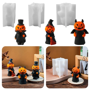 Halloween Pumpkin Man Silicone Candle Mold DIY 3D Wizard Devil Gentleman Resin Soap Plaster Making Tool Party Decor