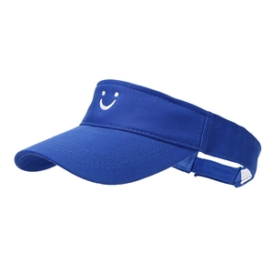 Blue smiling face embroidered open top sun hat for outdoor travel sun protection