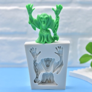 Grim Reaper silicone mold with green ghostly figure for candles and handmade soaps