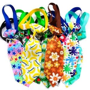 Adjustable colorful pet neckties set with floral patterns for small dogs and cats