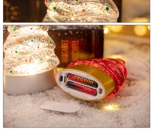 Detail of Christmas tree night light showing battery compartment for AAA power supply