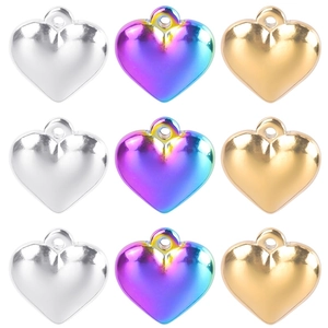 Heart Pendant Stainless Steel 3D Shape Polished Mirror Surface DIY Jewelry Charm Rainbow Gold Silver Colors