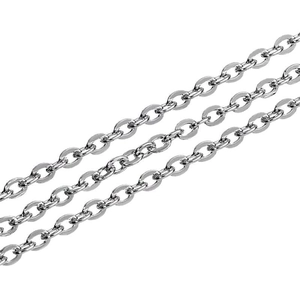 Sleek silver stainless steel O-chain necklace with a polished 18K rose gold plated finish