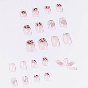 Minimalistische Leoparden-Druck Press-on-Nägel mit Nude-Herz-Designs und Goldglitzer