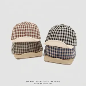 Gorra De Béisbol A Cuadros Para Niños Algodón Visera Suave Ajustable Sombrero De Sol Hip-Hop Para Bebé