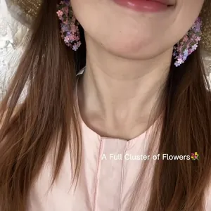 Handmade woven colorful floral beaded stud earrings for summer vacation style