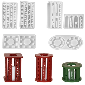 Weihnachts Laterne Kerzenhalter Silikonform DIY Harz Gips Guss Frohe Weihnachten Xmas Hohle Stern Herz Design