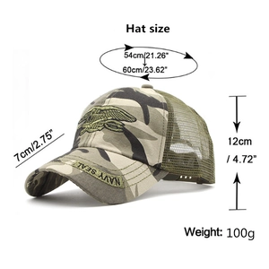 Camouflage mesh baseball cap with Navy Seal embroidery and breathable cotton fabric