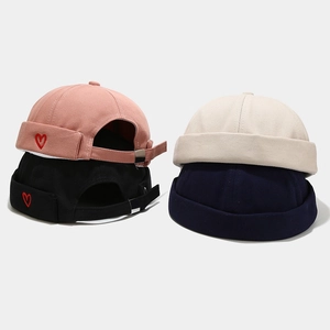 Retro miki hats in four colors with heart embroidery and adjustable metal buckles