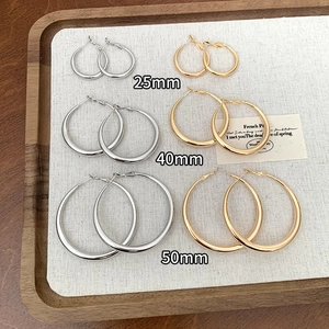 Minimalist Alloy Hoop Earrings With 925 Sterling Silver Earring Post High Polish Gold Silver Geometric Earrings For Women Daily Wear Jewelry