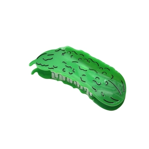 Green cucumber shaped hair claw clip made of acetic acid with a glossy finish