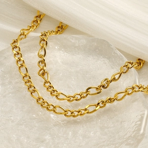 Figaro Chain Necklace 18K Gold Plated 304 Stainless Steel Hip Hop Punk Minimalist Jewelry For Men Women