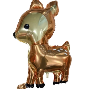 Golden forest deer foil balloon with white spots for woodland party birthday decoration
