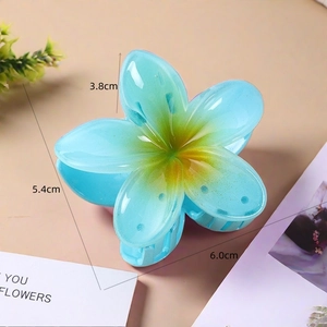 Detailed dimensions of blue bauhinia flower hair claw clip with size measurements