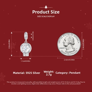 S925 sterling silver snowflake pendant size guide with dimensions and weight info