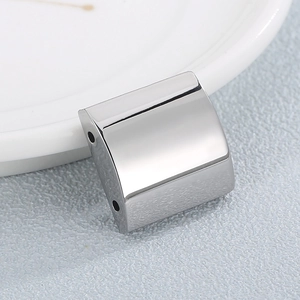 Polished stainless steel geometric square charm with double holes for DIY jewelry