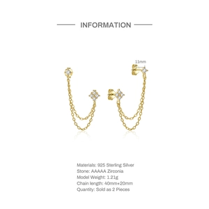 Detailed specifications of 925 sterling silver tassel earrings with AAAAA zirconia stones