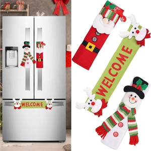 Christmas snowman and Santa appliance handle covers for microwave and refrigerator decor