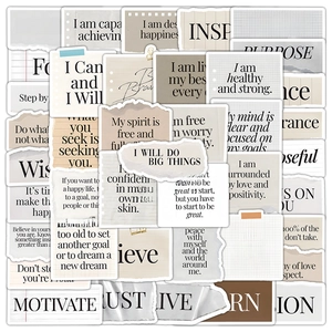 Vintage Inspirational Stickers Waterproof Adhesive Paper For Scrapbooking Laptop Water Bottle Removable Aesthetic Positive Quotes