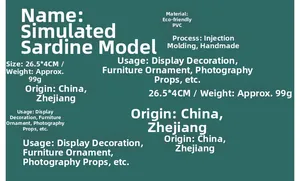 Specifications of 26.5x4cm eco-friendly PVC realistic saury fish model for display