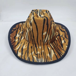 Cowboy hat with classic tiger print and black trim for outdoor styling and sun protection
