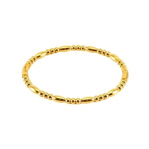Minimalist gold cone and bead stainless steel bangle with polished mirror finish