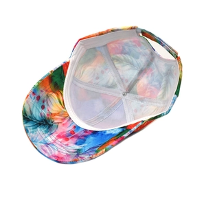 Interior detail of tie-dye baseball cap showing sweatband and adjustable back strap