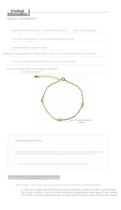 Detailed size chart for S925 sterling silver heart bracelet with gold plating and CZ