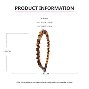 Detailed specifications of wavy acetate tortoise headband with 8mm thickness
