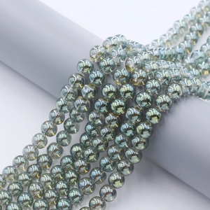 8mm iridescent blue glass beads string for jewelry making with high gloss finish