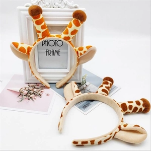 Plush Animal Headband Christmas Reindeer Antlers Giraffe Ears Costume Halloween Party Cosplay Accessories Cute Novelty Unisex