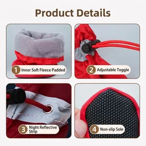 Waterproof reflective pet dog boots with non-slip soles and warm fleece lining