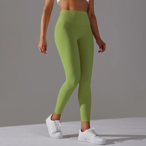 Pantalon de yoga vert avocat à taille haute avec contrôle du ventre pour le sport