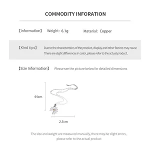 Detailed size specifications for daisy flower pendant necklace with copper chain measurements
