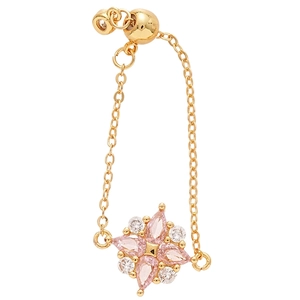 Verstellbarer goldener Blumenring mit rosa Zirkonia und weißen runden Kristallen