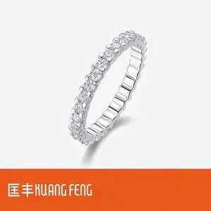 S925 Sterling Silver Moissanite Eternity Ring For Women Round Cut D Color Pave Set Minimalist Fashion Jewelry Finger Ring