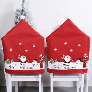 Lot de 2 housses de chaise Père Noël en tissu non-tissé rouge pour décoration de Noël