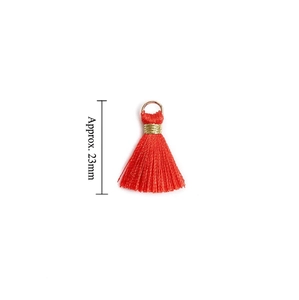 Red mini tassel pendant with gold ring and metallic wrap for DIY crafts, 23mm height