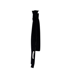 Narrow black Y2K fuzzy scarf with aesthetic 'nice moment' tag for women's winter outfits