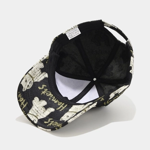 Casquette de baseball style britannique avec broderie ours et boucle en métal