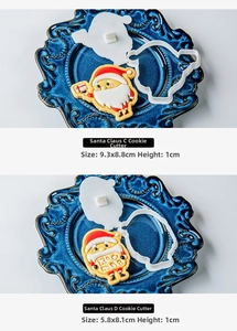Macro view of Santa Claus cookie mold details with precise dimensions for festive DIY baking