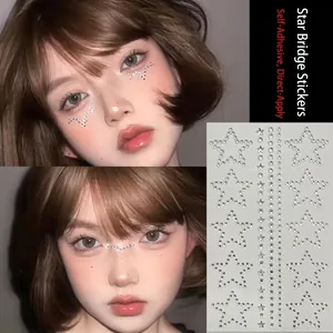 Star-shaped face rhinestone stickers with self-adhesive rhinestones for festival makeup
