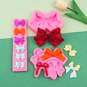 Silicone bow tie cake molds for fondant and DIY crafts with various textured designs